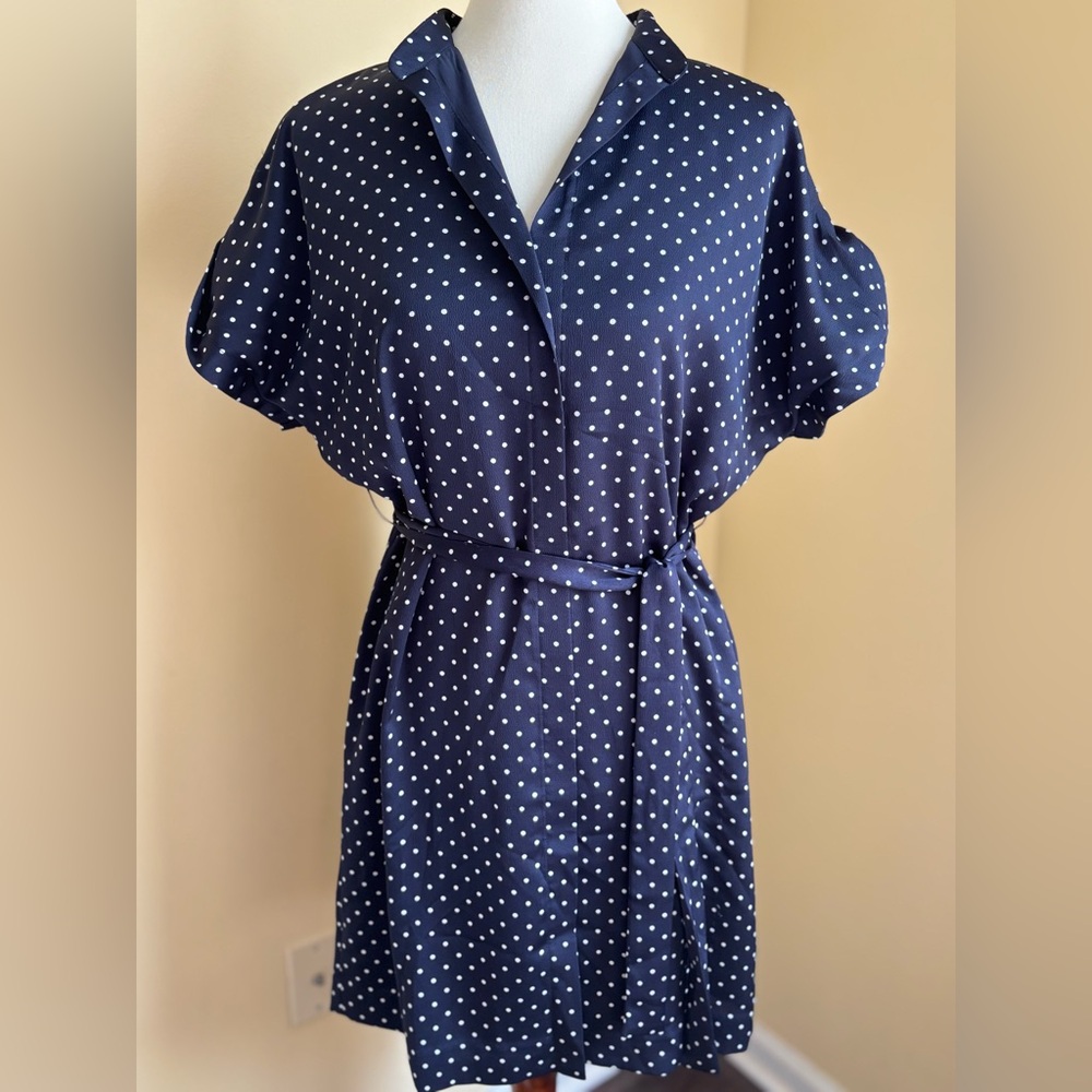 Ann Taylor Navy Blue Shirt Dress, Size Small